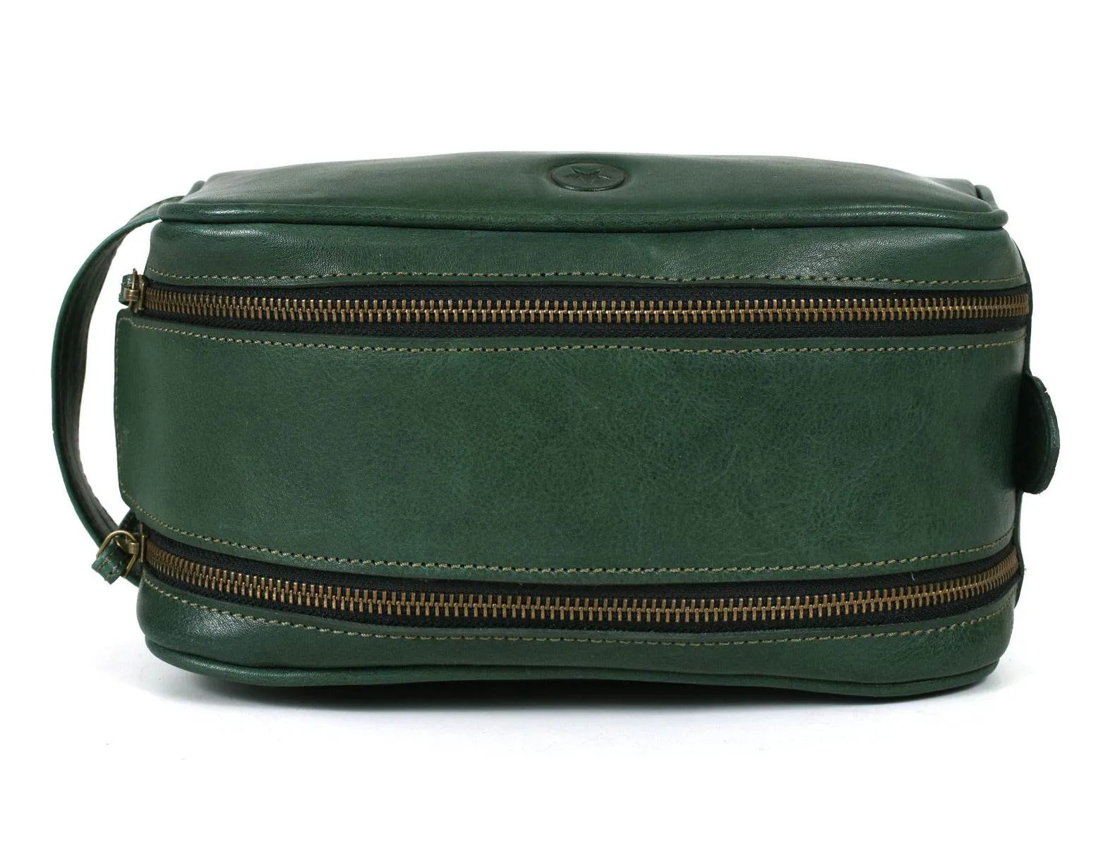 Omaha Leather Toiletry Bag - Pine Green