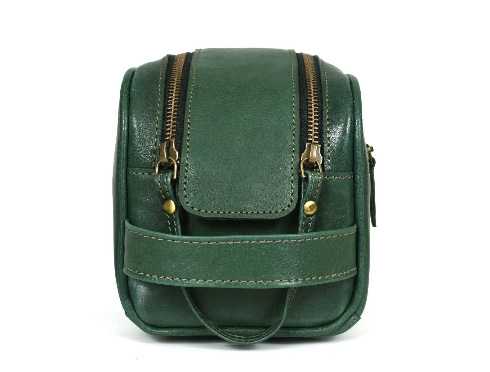 Omaha Leather Toiletry Bag - Pine Green