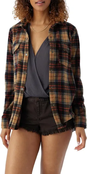 O'NEILL Women's Oversized Flannel Top - Comfortable and Casual Long Sleeve Button Up Shirts for Women