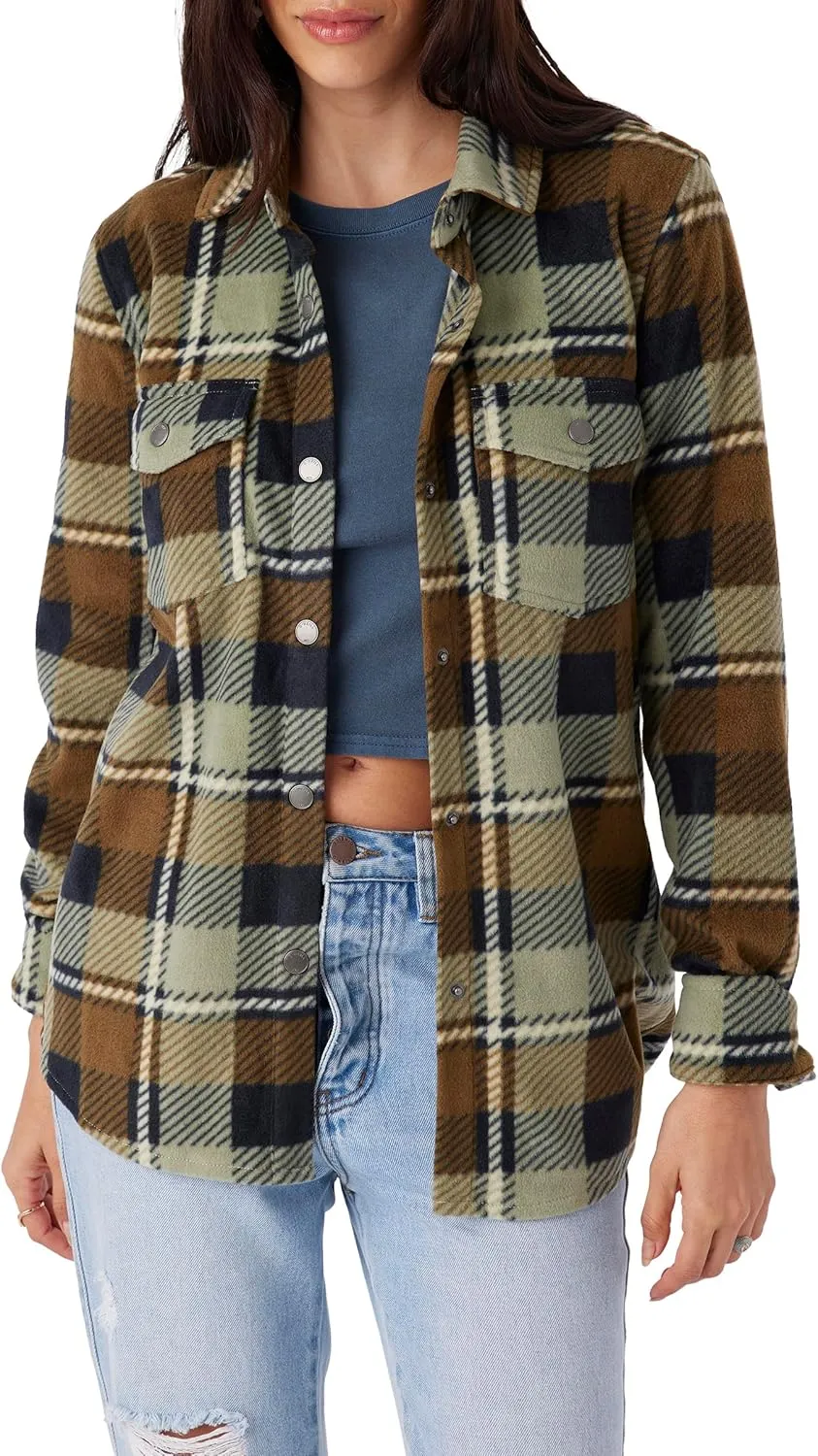 O'NEILL Women's Oversized Flannel Top - Comfortable and Casual Long Sleeve Button Up Shirts for Women