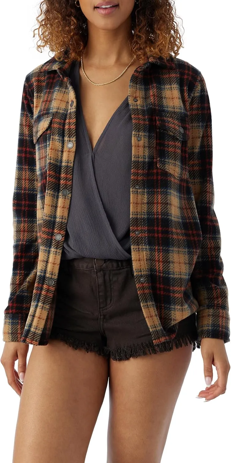 O'NEILL Women's Oversized Flannel Top - Comfortable and Casual Long Sleeve Button Up Shirts for Women