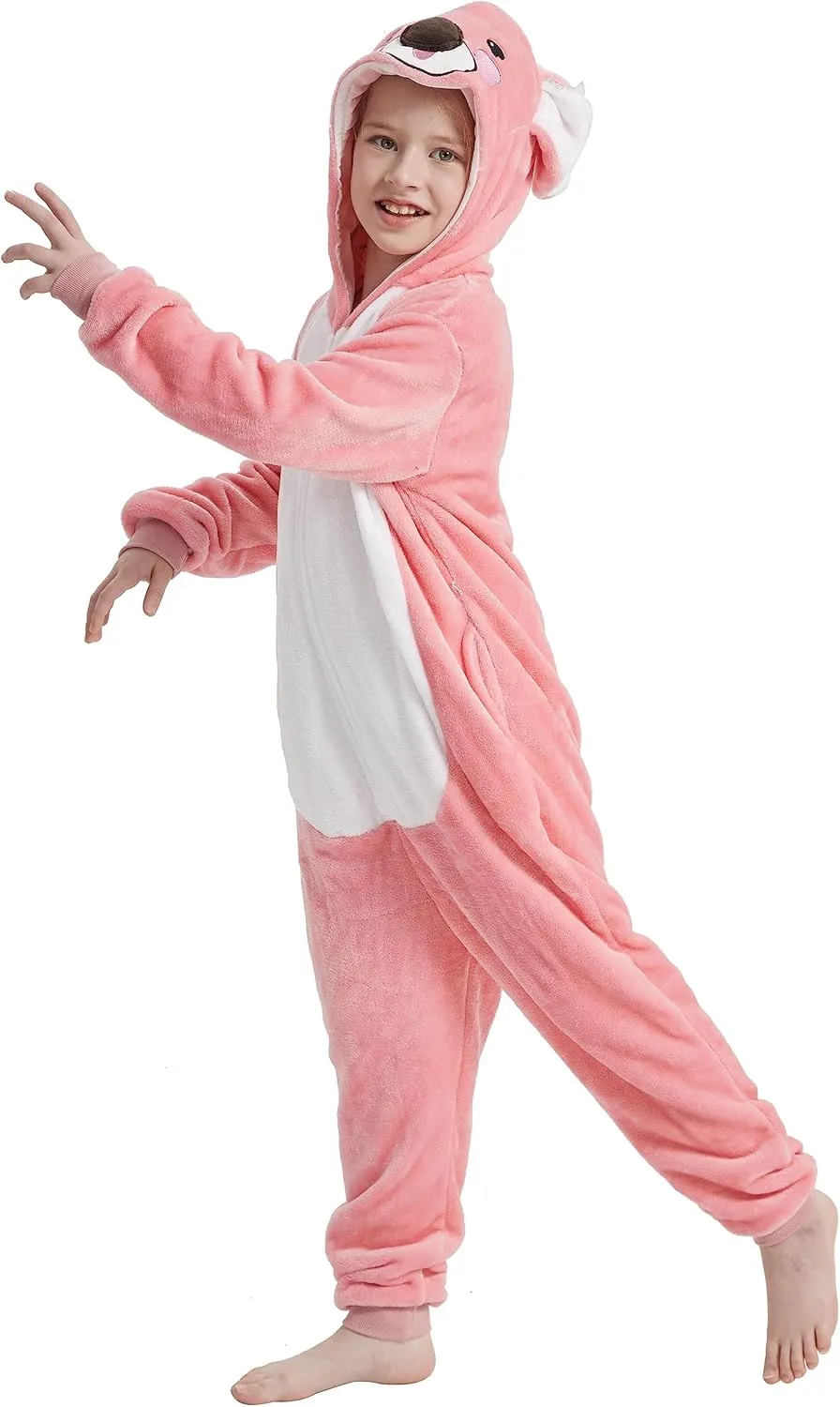Onesie Kids Plush Animal Costume One Piece Pajamas Girls Boys Teen Halloween Cosplay Sleepwear
