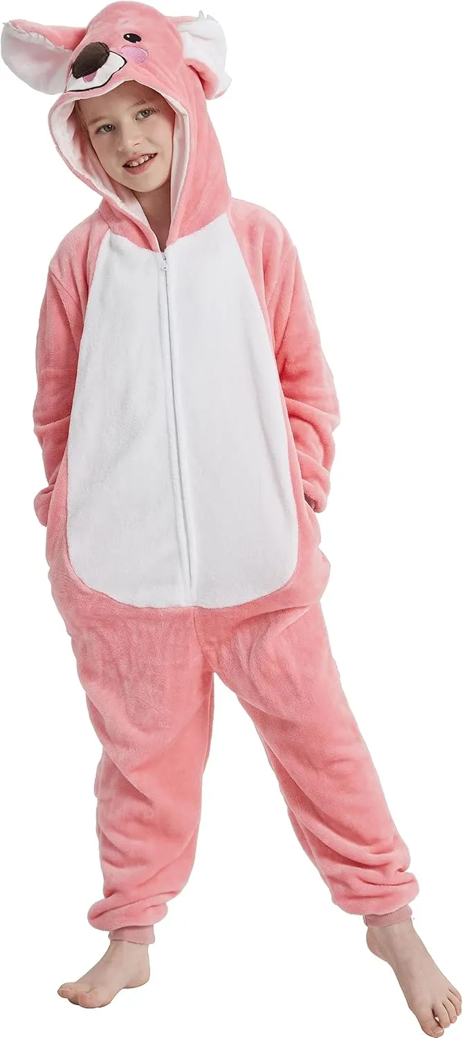 Onesie Kids Plush Animal Costume One Piece Pajamas Girls Boys Teen Halloween Cosplay Sleepwear