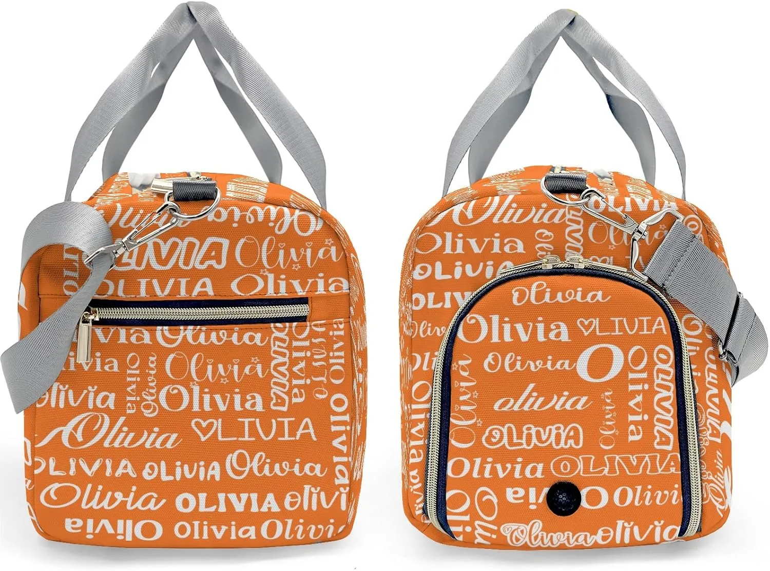 Orange Personalized Duffel Bag with Name Next Custom Travel Bag for Woman Men Sports Gym Dance Bags Wet Dry Pockets Shoe Compartment Overnight Weekend Bag