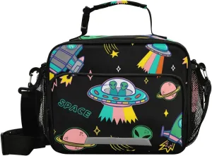 OREZI UFO Aliens Spaceship Planet Kid's Lunch Tote Bags Lunch Box Reusable Lunch Bags for Boys Girls Wowen School Work Picnic