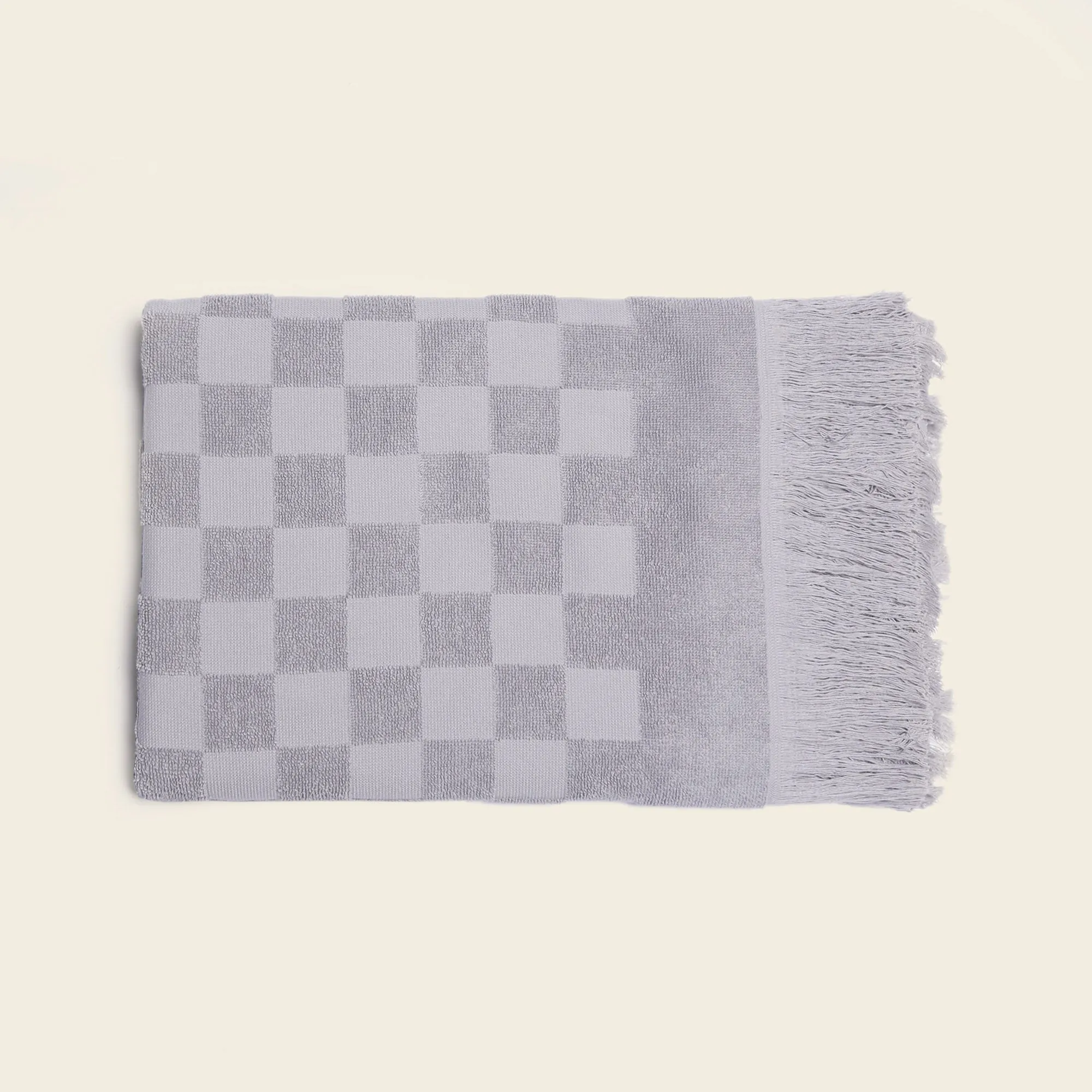 Organic Poolside Checkered Beach Towel Pumice
