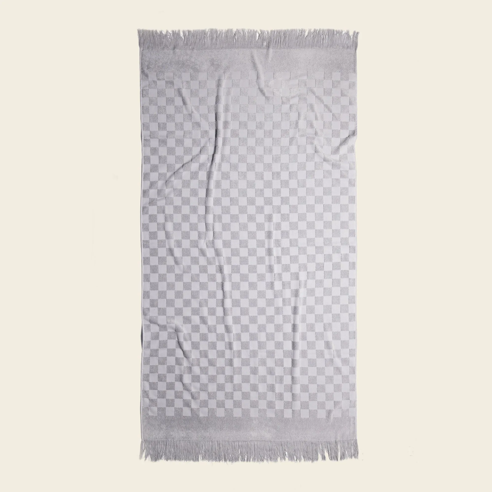 Organic Poolside Checkered Beach Towel Pumice