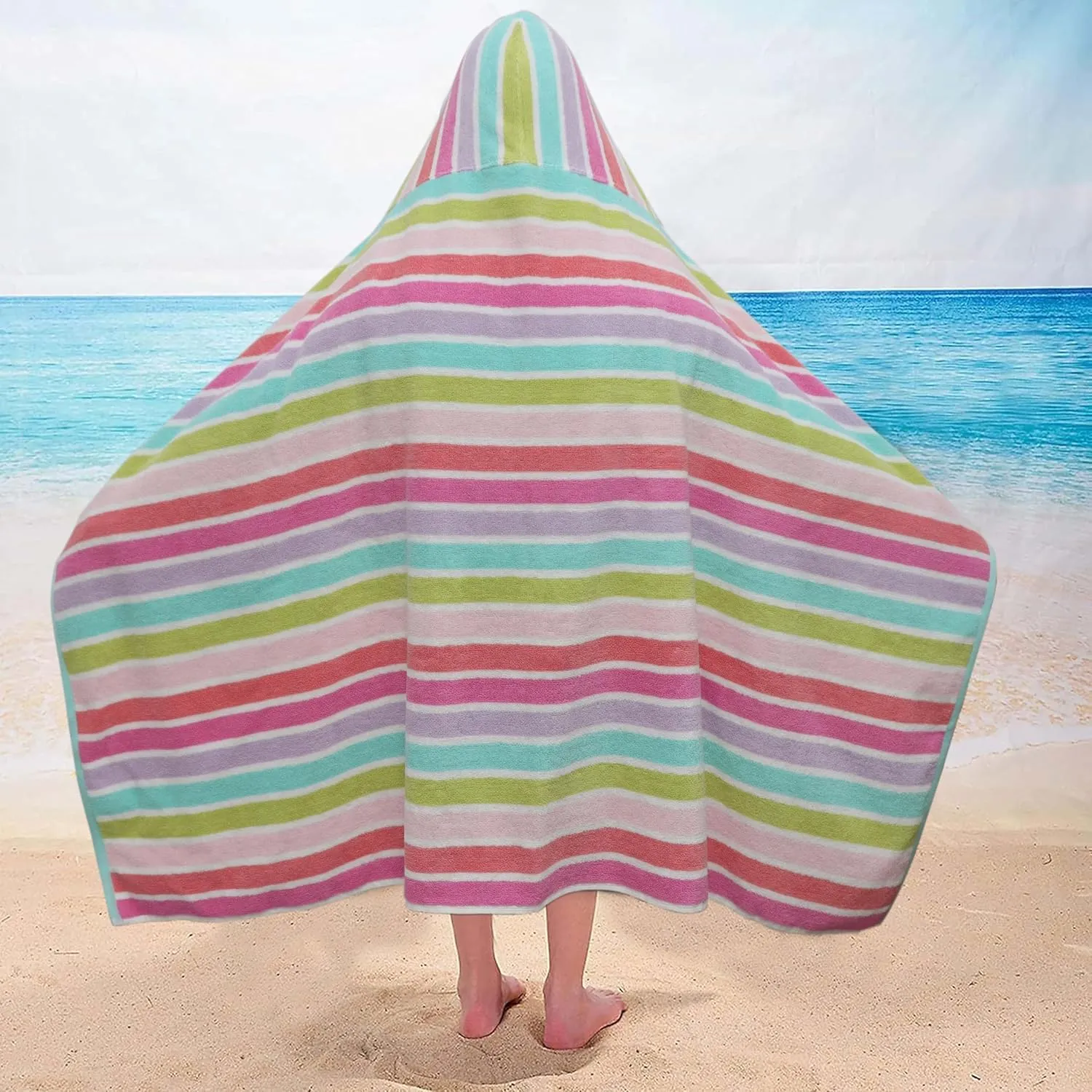 ORIGINAL KIDS Hooded Bath Towel Wrap - 100% Cotton Terry Large Oversized Hooded Kids Towel - Toddler Shower Pool Beach Towel - Super Soft Plush Absorbent Quick Dry Easy Care Gift - 30x60 - Pink Multi
