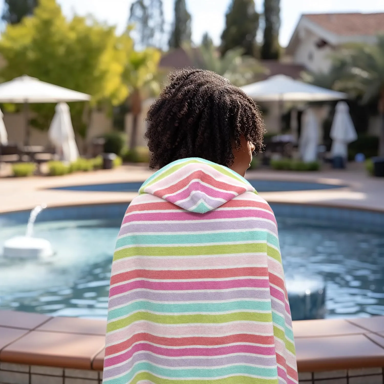 ORIGINAL KIDS Hooded Bath Towel Wrap - 100% Cotton Terry Large Oversized Hooded Kids Towel - Toddler Shower Pool Beach Towel - Super Soft Plush Absorbent Quick Dry Easy Care Gift - 30x60 - Pink Multi