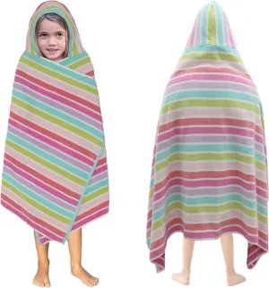 ORIGINAL KIDS Hooded Bath Towel Wrap - 100% Cotton Terry Large Oversized Hooded Kids Towel - Toddler Shower Pool Beach Towel - Super Soft Plush Absorbent Quick Dry Easy Care Gift - 30x60 - Pink Multi