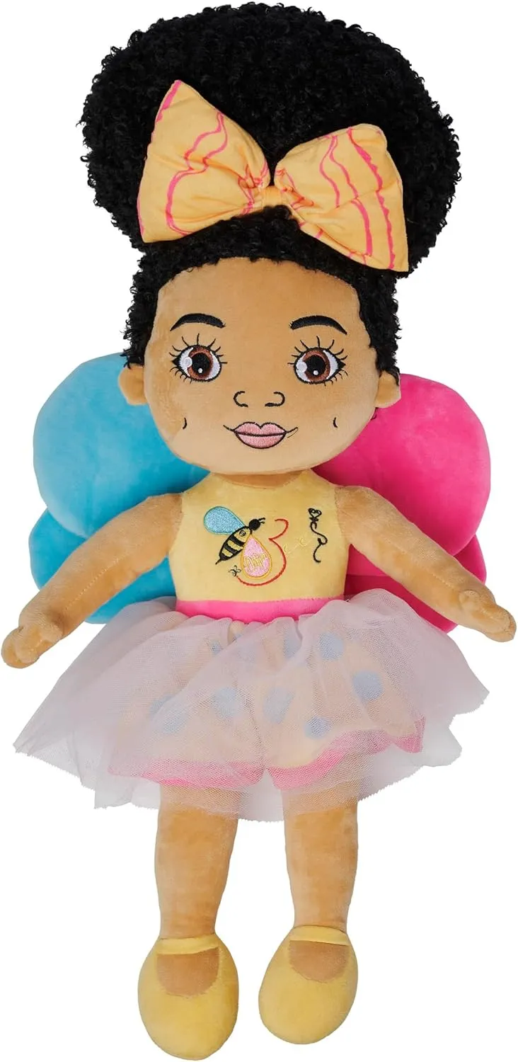 Orijin Bees Cuddle Bees Plush Dolls - Luna, 24 inches, Soft, Durable, Ages 2 , Black Doll, Biracial Doll, First Doll, Cartoon Doll, for Girl Toddler prechool, Large Plush Doll