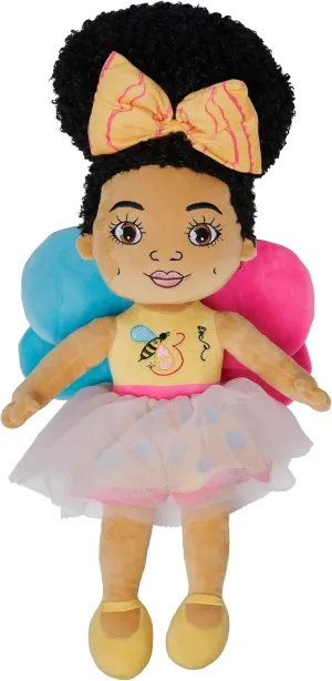 Orijin Bees Cuddle Bees Plush Dolls - Luna, 24 inches, Soft, Durable, Ages 2 , Black Doll, Biracial Doll, First Doll, Cartoon Doll, for Girl Toddler prechool, Large Plush Doll