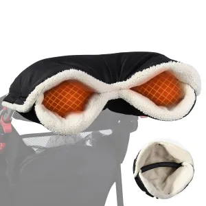 Orzbow Winter Stroller Gloves, Waterproof Mittens for Cold Weather With Berber Fleece, Universal Anti-freeze Hand Muffs, Easily Attaches to Stroller, for Parents and Caregivers, Cozy & Warm, Black