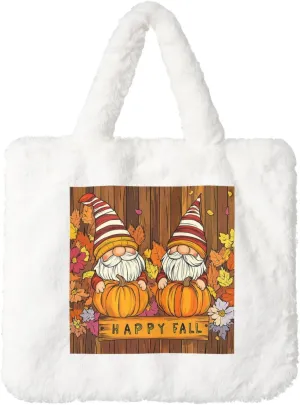 OSAM SPACE Thanksgiving Gnomes Women Tote Bag, Pumpkins Cute Fuzzy Plush Shoulder Bag, Purse Coin Pouch Accessories Tote Handbag for Winter Daily Work Dating