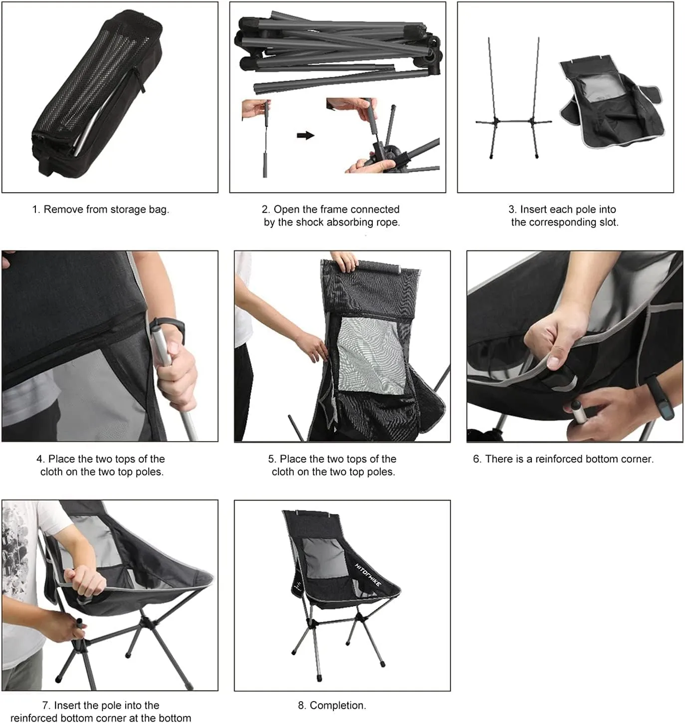 Outdoor Chair Folding Camping Chair Outdoor High Back Camping Chair Portable Folding Seat with Mesh Backrest Camping Fishing Stool with Quilted Pillow Camping Chair Foldable Chair