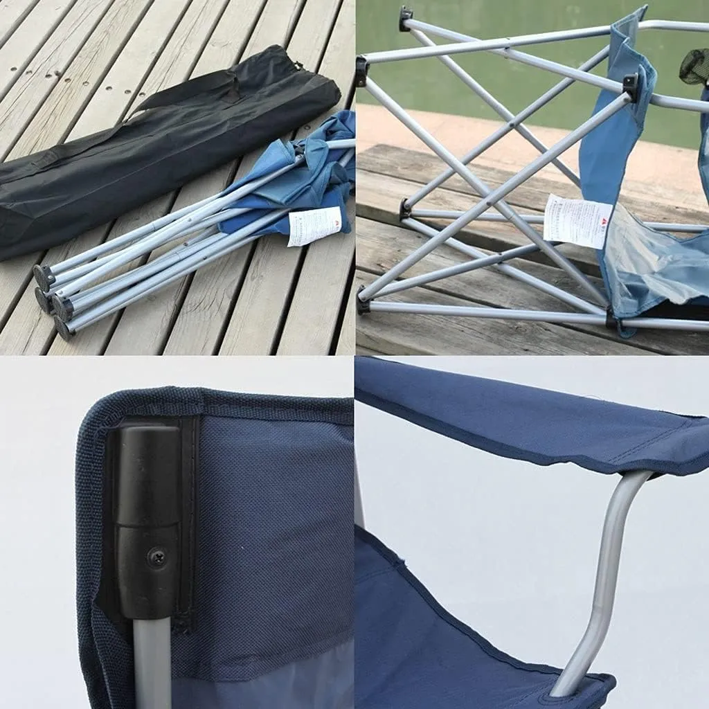 Outdoor Chair Folding Camping Chair Padded Camping Chairs Outdoor Folding Armchair With Cup Holder Beach Fishing Chair Portable Leisure High Backrest Chair Camping Chair Foldable Chair ( Color : Black