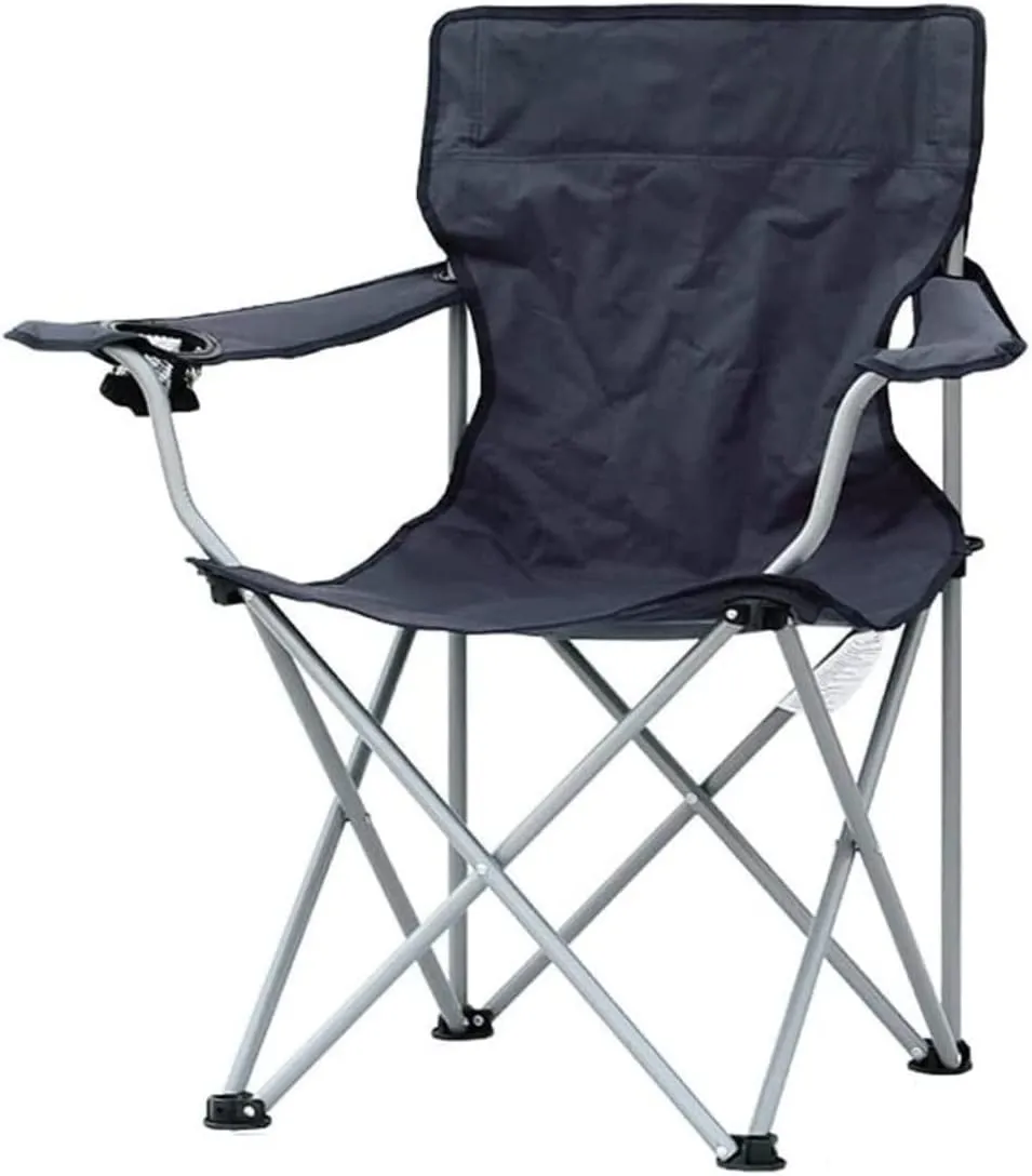 Outdoor Chair Folding Camping Chair Padded Camping Chairs Outdoor Folding Armchair With Cup Holder Beach Fishing Chair Portable Leisure High Backrest Chair Camping Chair Foldable Chair ( Color : Black