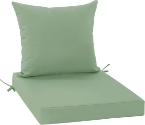 Outdoor Cushions for Patio Furniture, Double-Sided Waterproof Backrest and Deep Seat Cushion Set with Removable Cover, 22 x 22 Inch, Sage Green, 1 Set