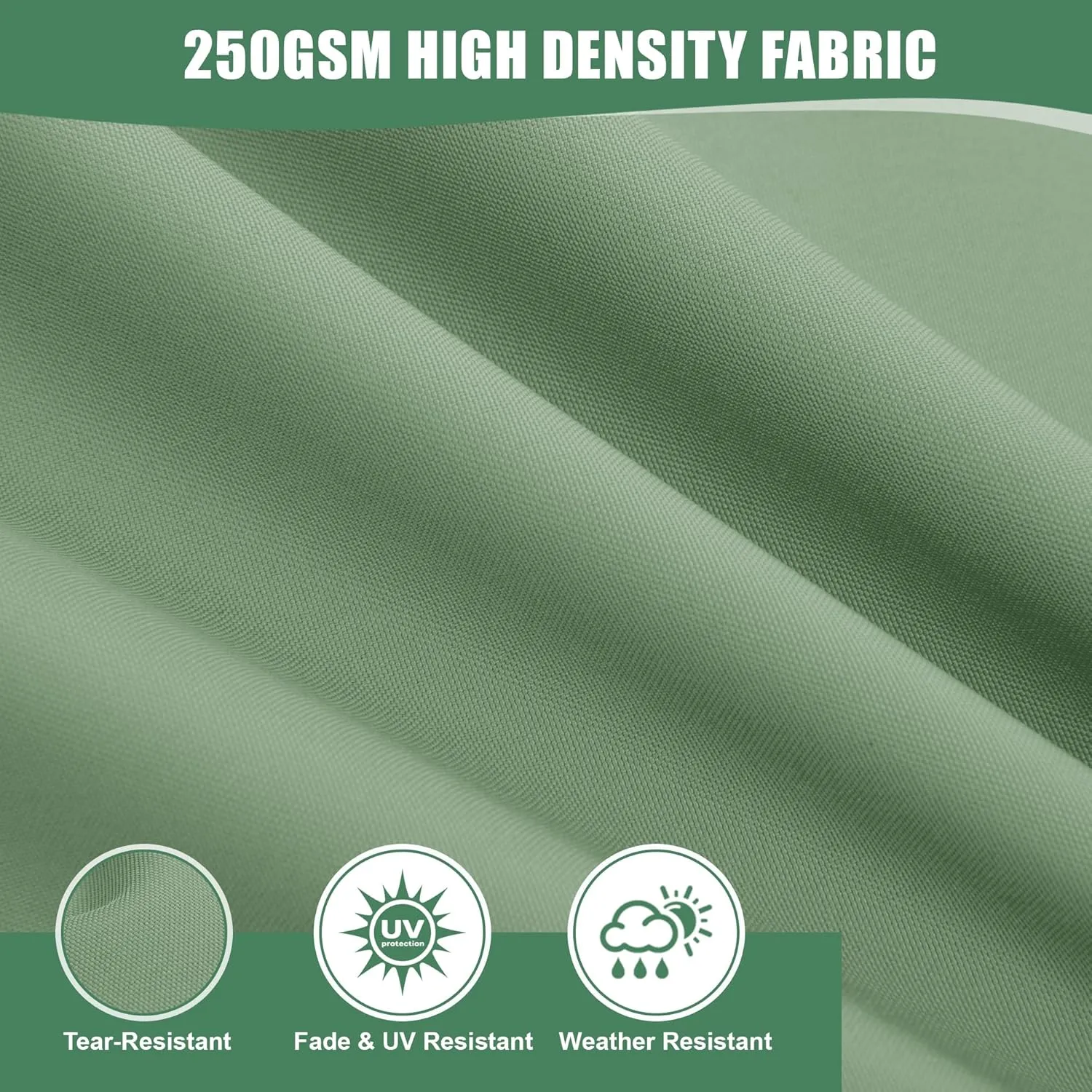Outdoor Cushions for Patio Furniture, Double-Sided Waterproof Backrest and Deep Seat Cushion Set with Removable Cover, 22 x 22 Inch, Sage Green, 1 Set