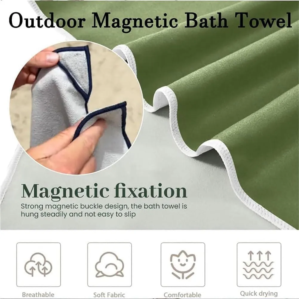 Outdoor Magnetic Bath Towel, Magnetic Microfiber Beach Towel, Oversized 30" X 75" Multifunction Microfiber Bath Towels with Buckle, Quick Drying, Compact & Lightweight for Camping, Swimming(2pcsb)