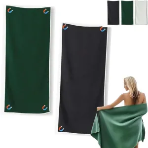 Outdoor Magnetic Bath Towel, Magnetic Microfiber Beach Towel, Oversized 30" X 75" Multifunction Microfiber Bath Towels with Buckle, Quick Drying, Compact & Lightweight for Camping, Swimming(2pcsb)