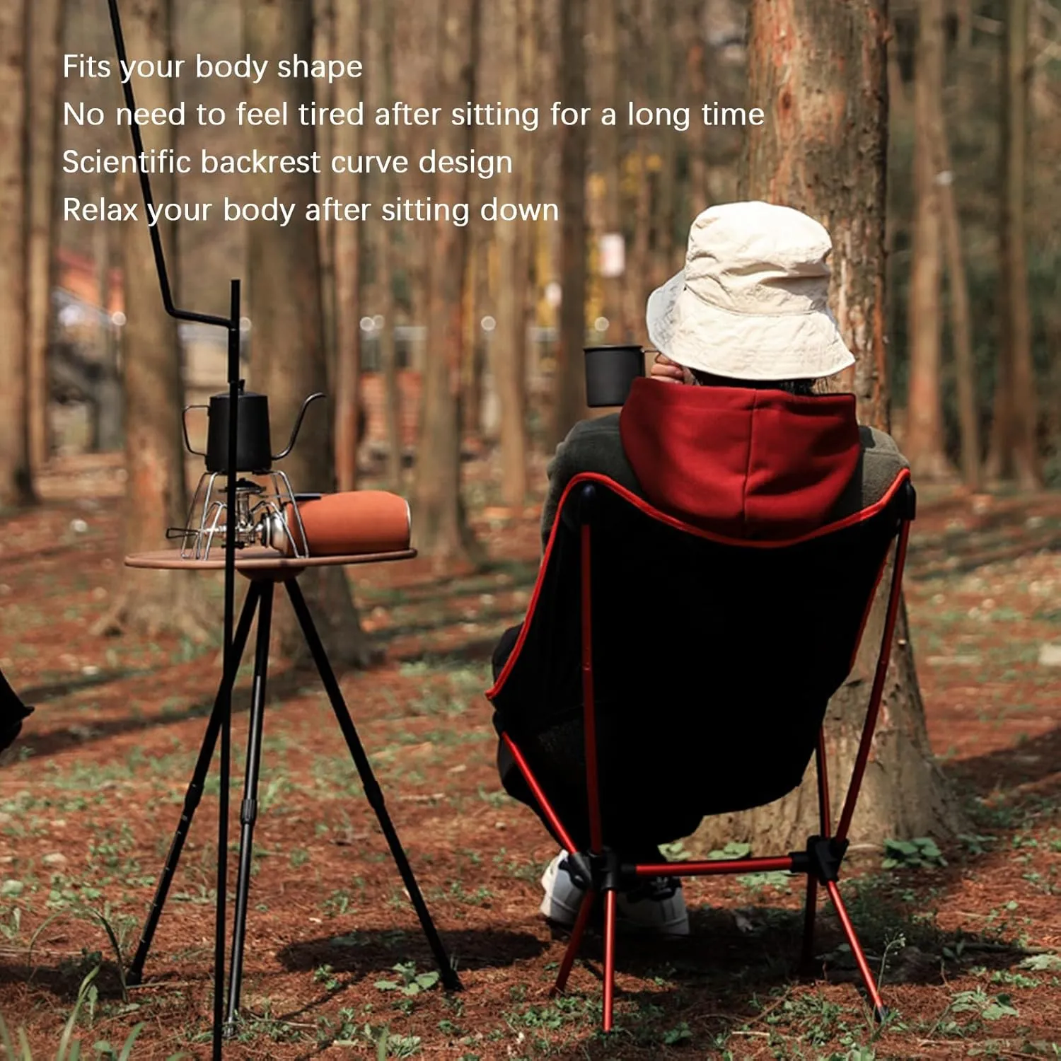 Outdoor Portable Camping Chair, Ultra-Light Aluminum Alloy Folding Chair for Adults, Heavy Duty Folding Beach Chairs for Camping, BBQ, Hiking, Fishing, Travel,Orange (Black)