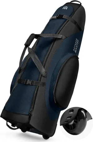 OutdoorMaster Padded Golf Travel Bag with Reinforced Wheels, 900D Heavy Duty Oxford Wear-Resistant and Waterproof Golf Travel Case, Soft-Sided Golf Club Bag, Shoes and Accessories Compartment