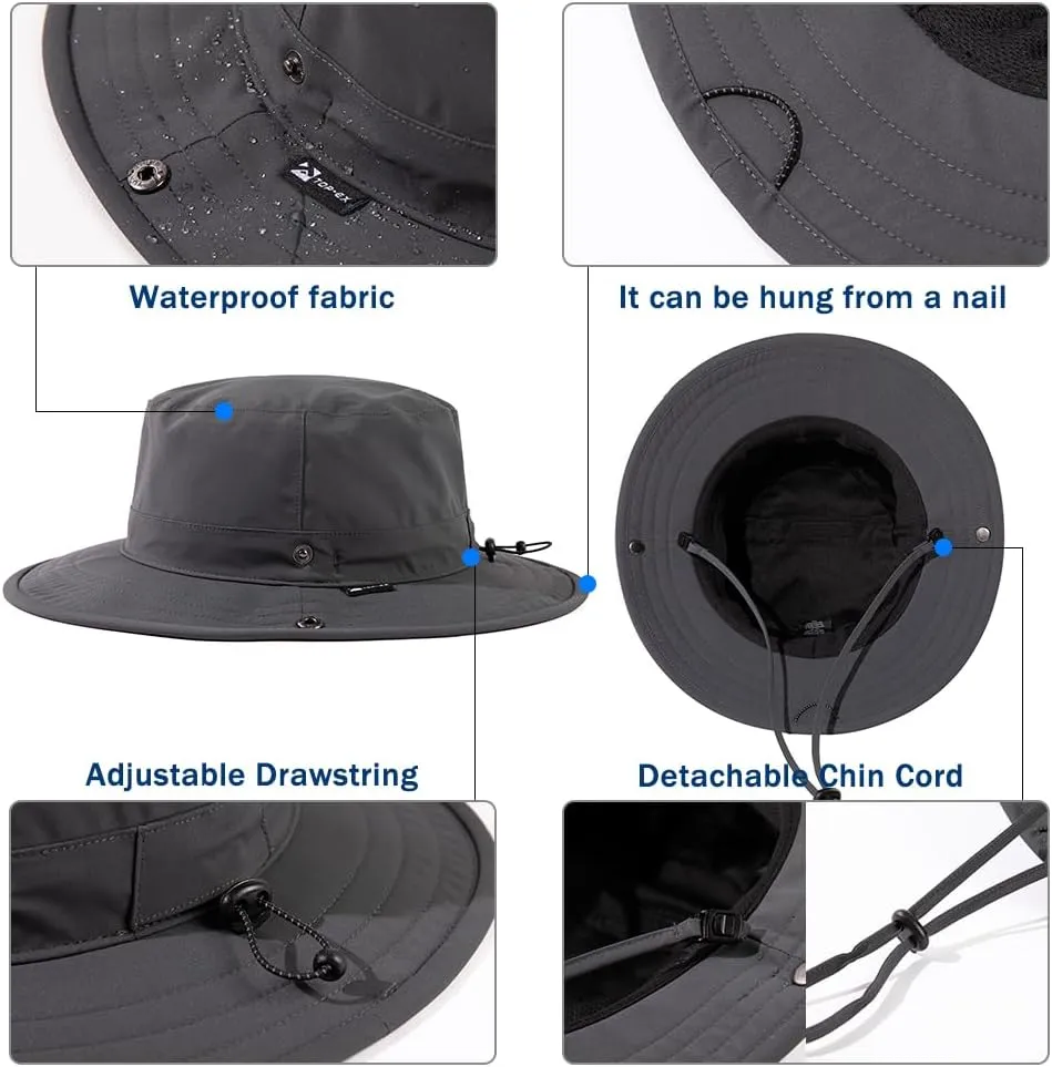 Oversize XL/XXL Bucket Sun Hat Men Women Waterproof UV Packable Lightweight Wide Brim Boonie Cap Golf Fishing Hiking Safari