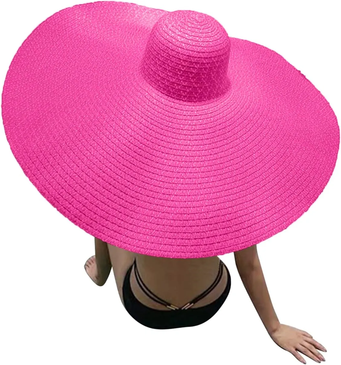 Oversized Beach Straw Hats for Women Floppy, Extra Large Sun Visor Hat Wide Brim Summer Roll Up Beach Hat Women Foldable