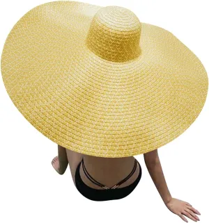 Oversized Beach Straw Hats for Women Floppy, Extra Large Sun Visor Hat Wide Brim Summer Roll Up Beach Hat Women Foldable