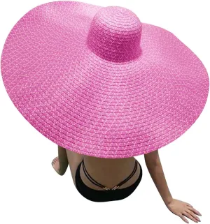Oversized Beach Straw Hats for Women Floppy, Extra Large Sun Visor Hat Wide Brim Summer Roll Up Beach Hat Women Foldable
