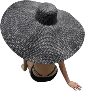 Oversized Beach Straw Hats for Women Floppy, Extra Large Sun Visor Hat Wide Brim Summer Roll Up Beach Hat Women Foldable