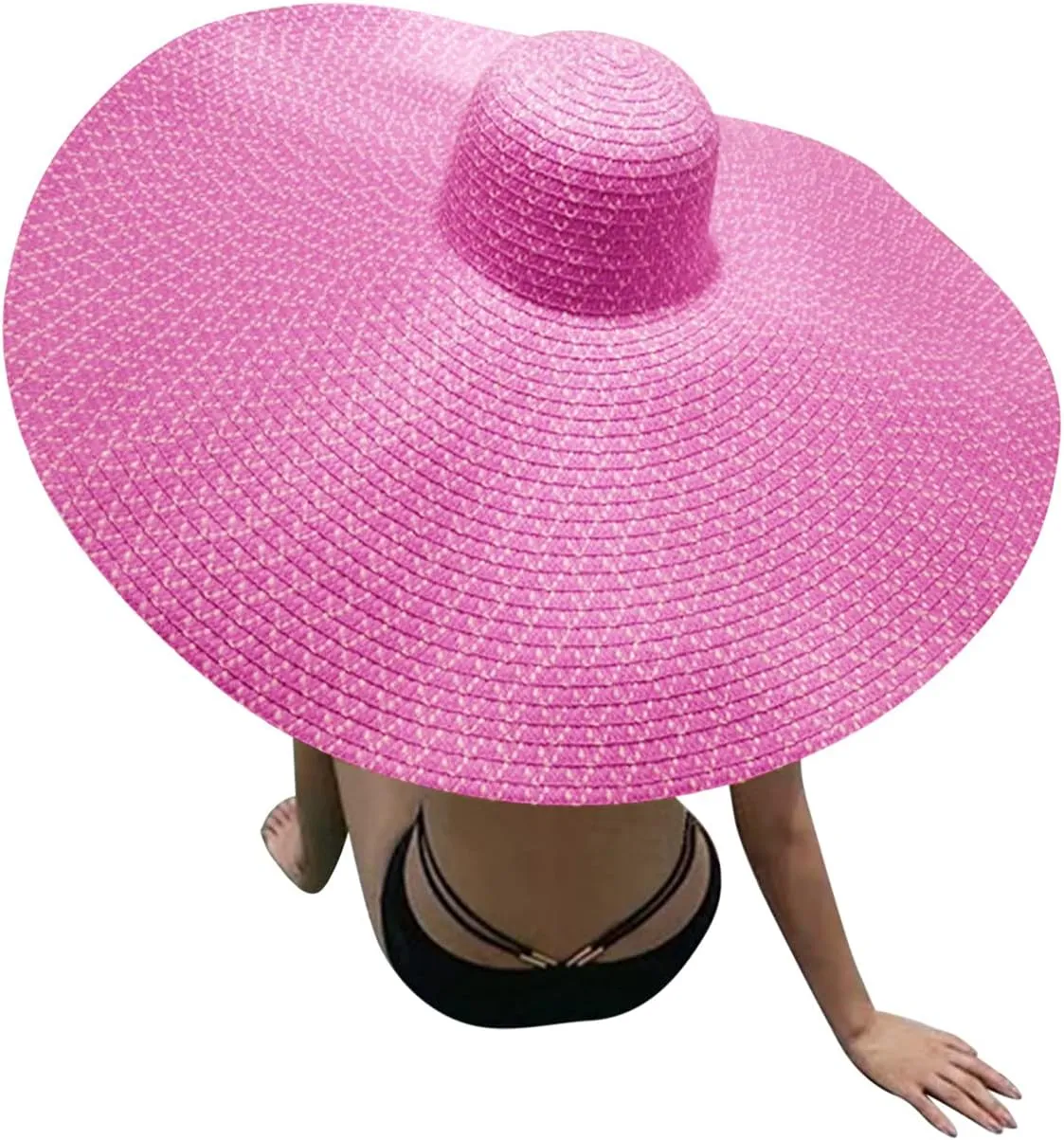 Oversized Beach Straw Hats for Women Floppy, Extra Large Sun Visor Hat Wide Brim Summer Roll Up Beach Hat Women Foldable