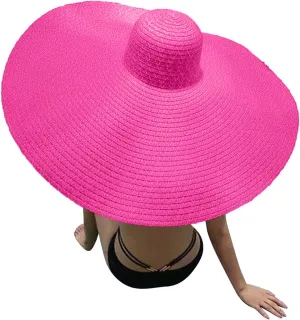 Oversized Beach Straw Hats for Women Floppy, Extra Large Sun Visor Hat Wide Brim Summer Roll Up Beach Hat Women Foldable