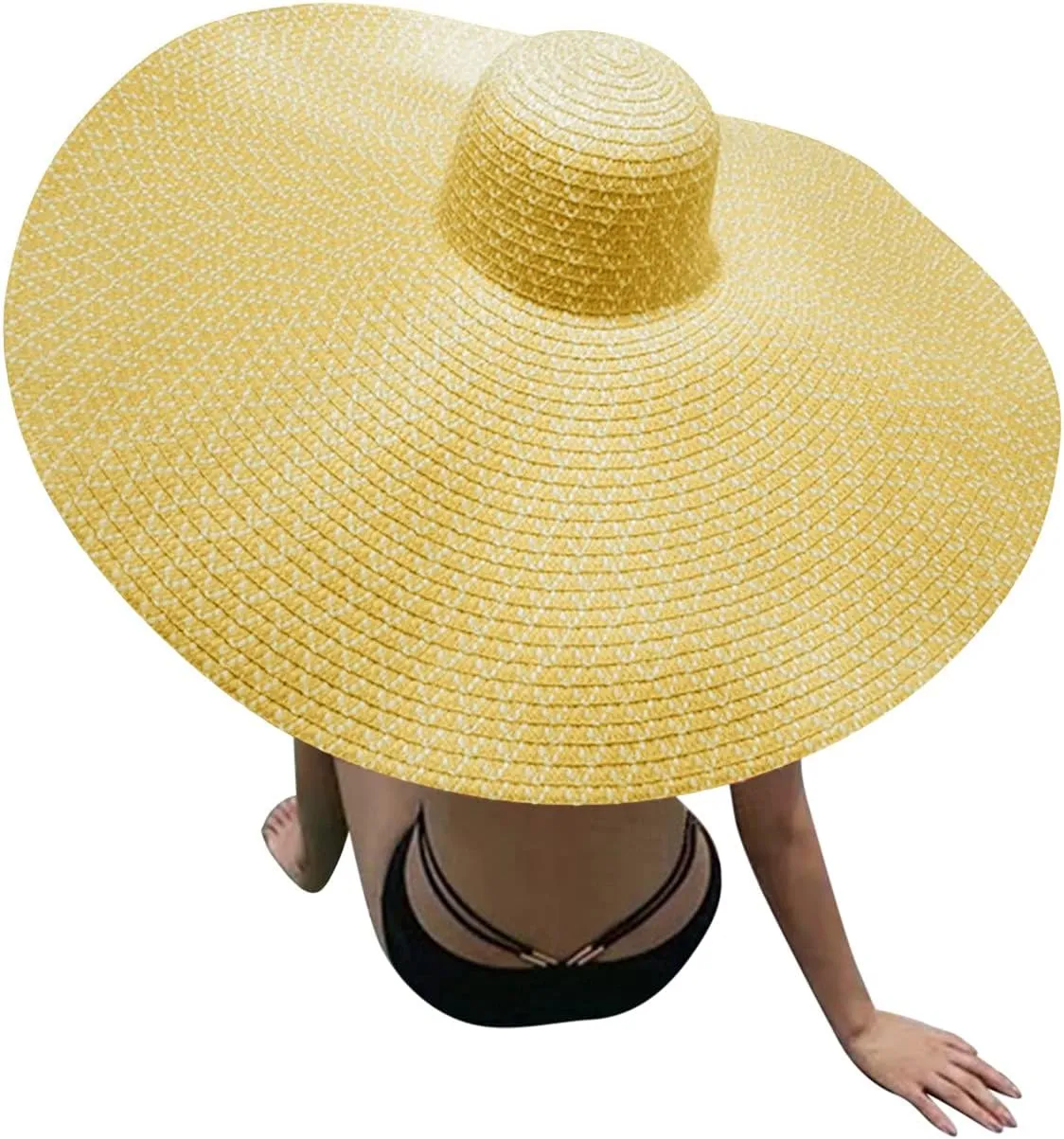 Oversized Beach Straw Hats for Women Floppy, Extra Large Sun Visor Hat Wide Brim Summer Roll Up Beach Hat Women Foldable