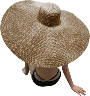 Oversized Beach Straw Hats for Women Floppy, Extra Large Sun Visor Hat Wide Brim Summer Roll Up Beach Hat Women Foldable
