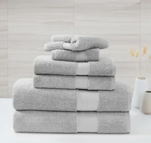 Oversized Luxe Turkish Cotton 6 Piece Towel Set in Grey, Solid Color Themed, Oeko-TEX Certified Confidence