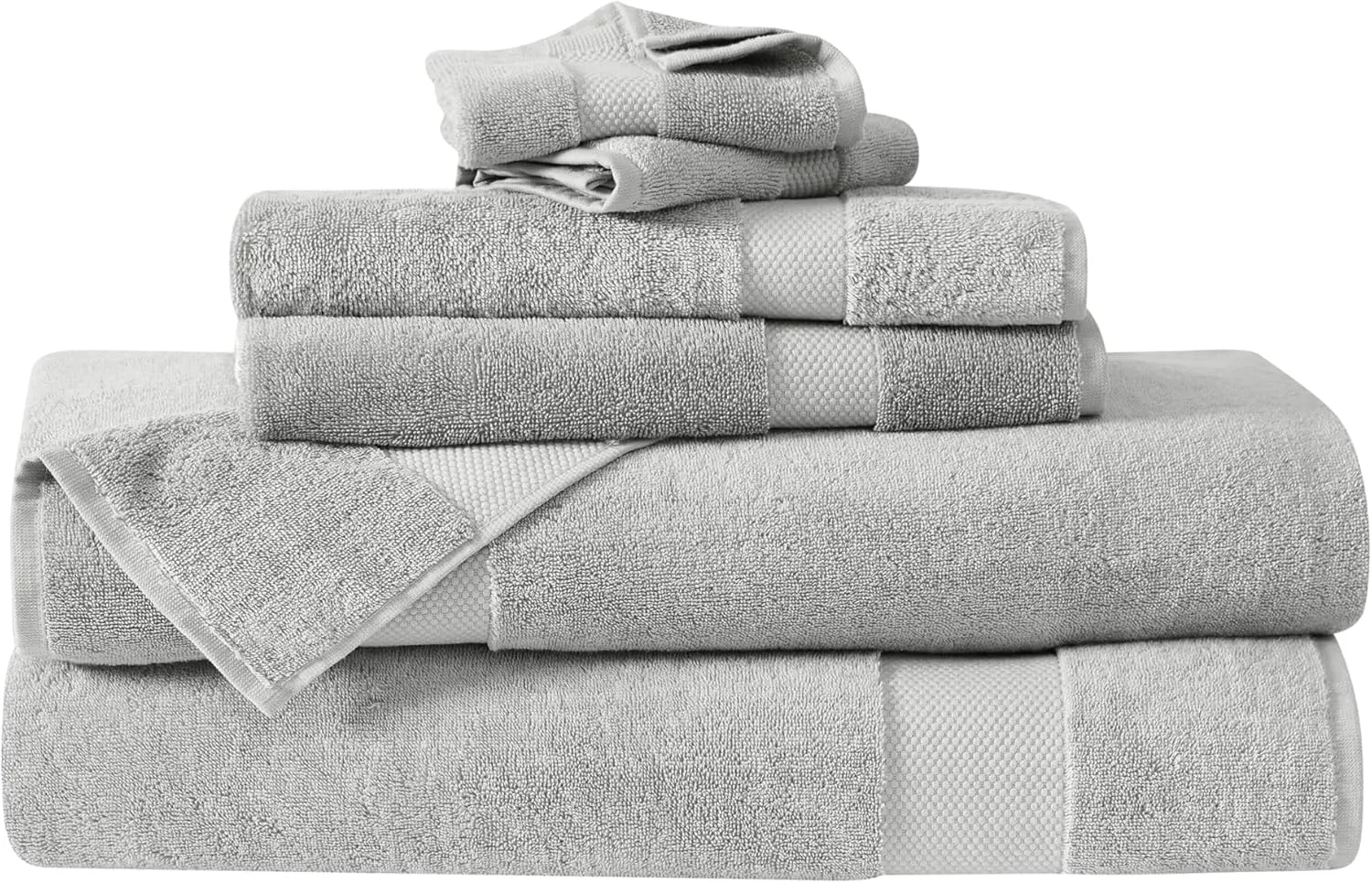 Oversized Luxe Turkish Cotton 6 Piece Towel Set in Grey, Solid Color Themed, Oeko-TEX Certified Confidence