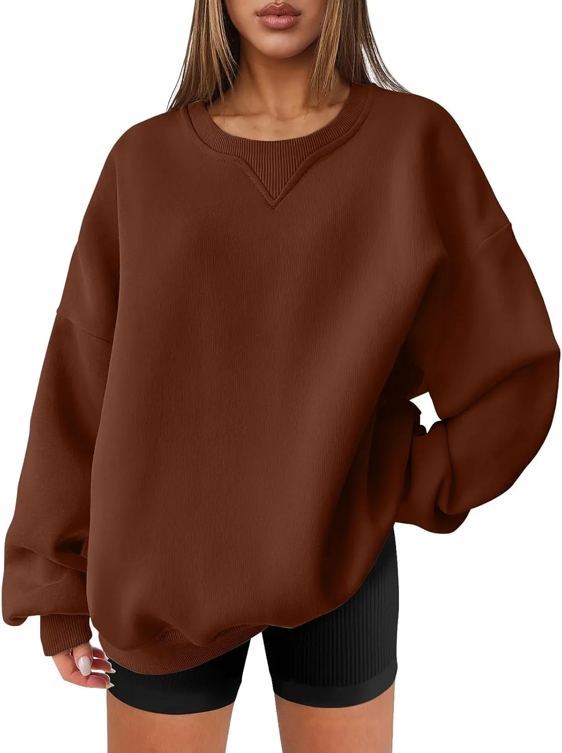 Oversized Sweatshirt for Women Trendy Casual Long Sleeve Crewneck Pullover Top Fall Outfits Preppy Clothes 2024