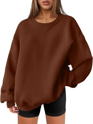 Oversized Sweatshirt for Women Trendy Casual Long Sleeve Crewneck Pullover Top Fall Outfits Preppy Clothes 2024