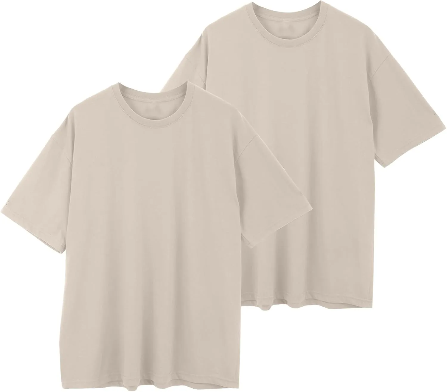 Oversized Tshirts for Men 2Pc Cotton Gym Athletic Short Sleeve Summer Shirt Casual Fashion Slim Fit Crewneck Tops