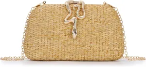 Oweisong Summer Straw Clutch Purse for Women Woven Beach Bag Vacation Evening Handbag 2025 for Wedding Formal