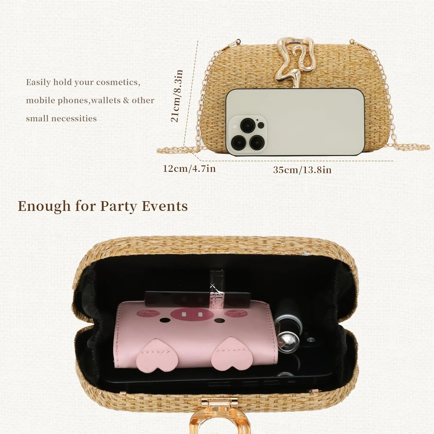 Oweisong Summer Straw Clutch Purse for Women Woven Beach Bag Vacation Evening Handbag 2025 for Wedding Formal