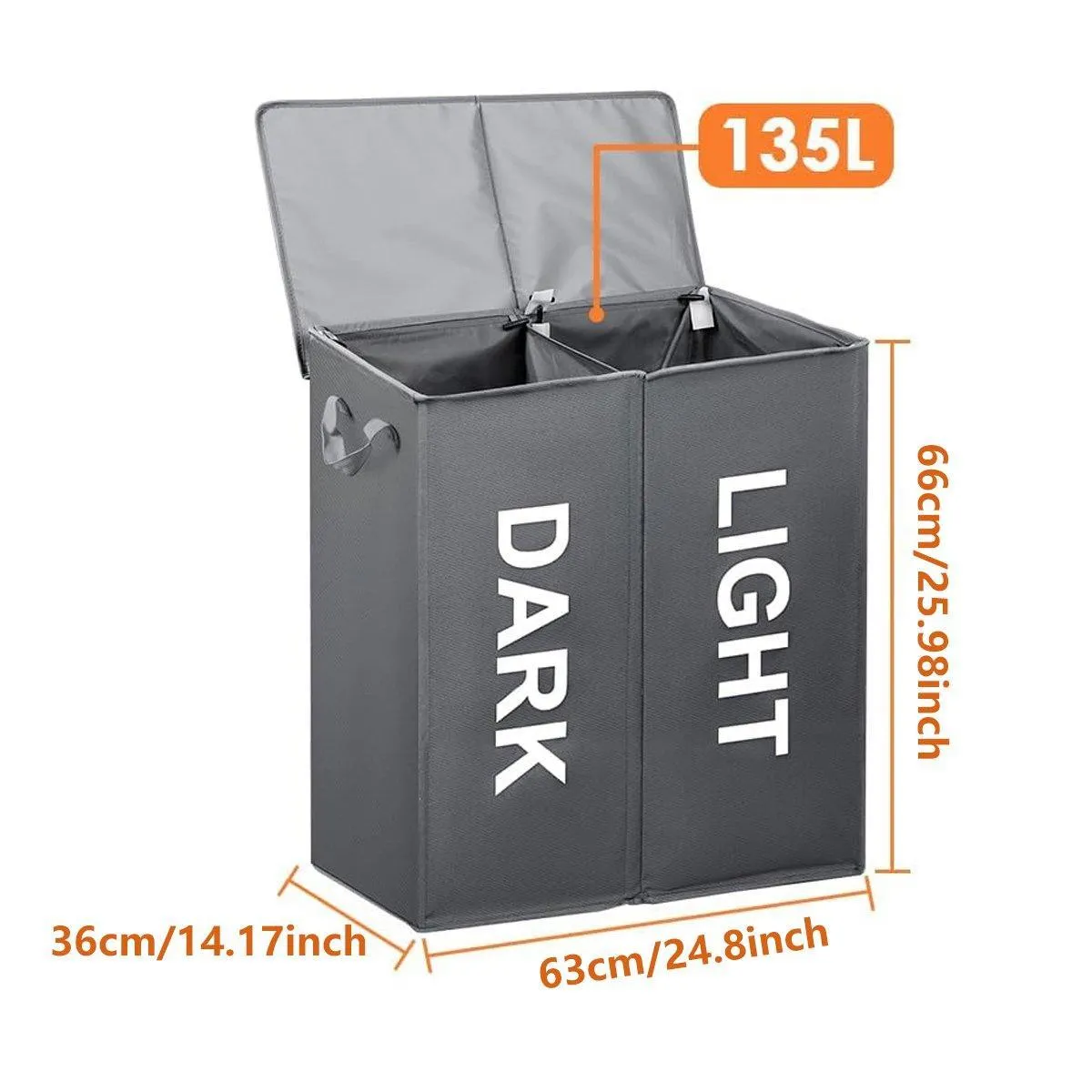 Oxford Cloth Double Laundry Basket for Dirty Clothes Storage Hamper Organizer