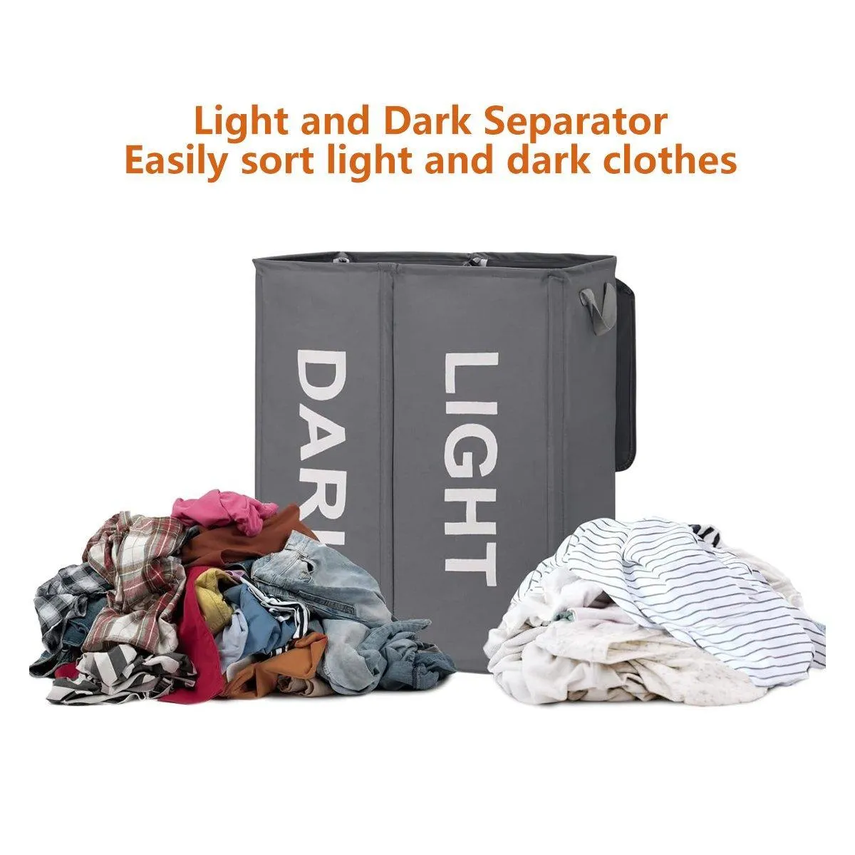 Oxford Cloth Double Laundry Basket for Dirty Clothes Storage Hamper Organizer