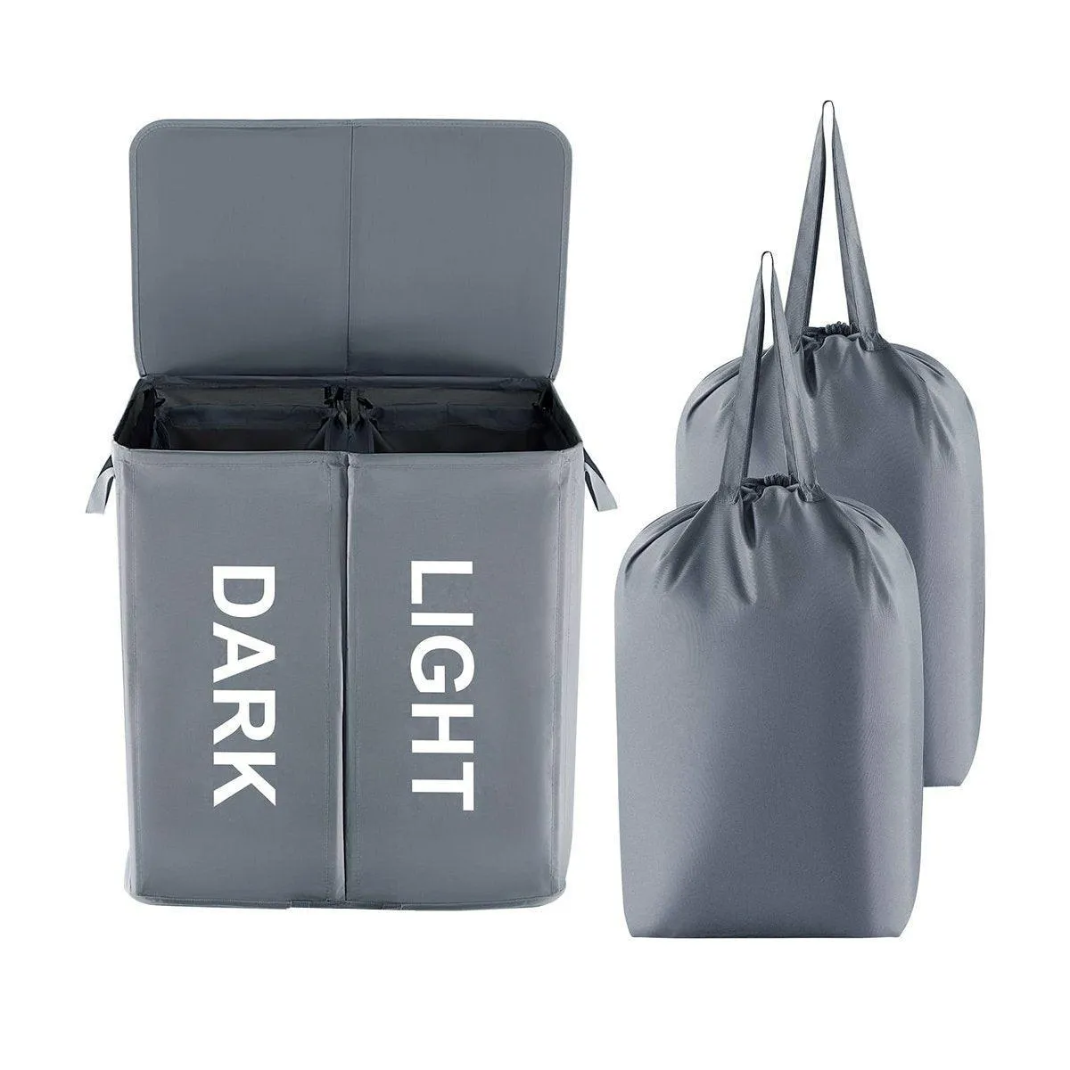 Oxford Cloth Double Laundry Basket for Dirty Clothes Storage Hamper Organizer