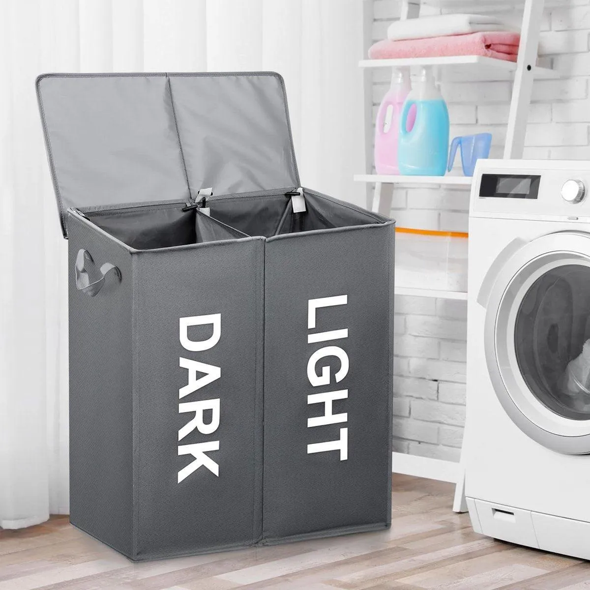 Oxford Cloth Double Laundry Basket for Dirty Clothes Storage Hamper Organizer