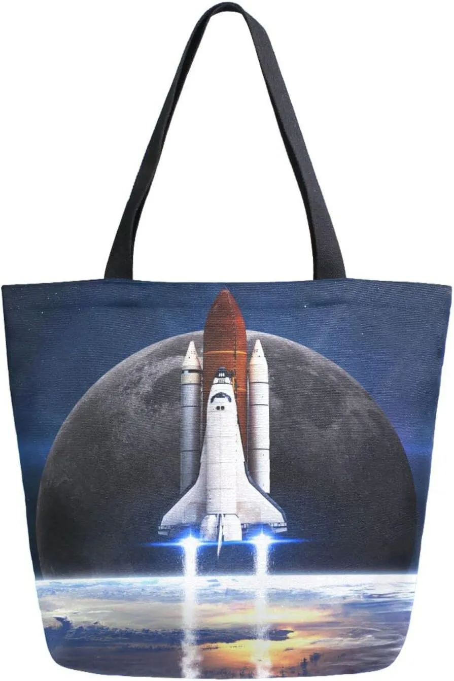 Oyihfvs Canvas Tote Grocery Bag, Women Large Shoulder Bag, Reusable Grocery Handbag