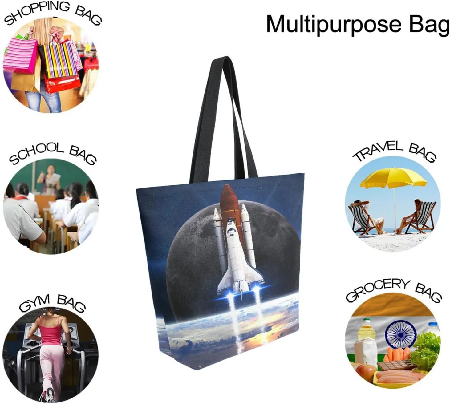 Oyihfvs Canvas Tote Grocery Bag, Women Large Shoulder Bag, Reusable Grocery Handbag