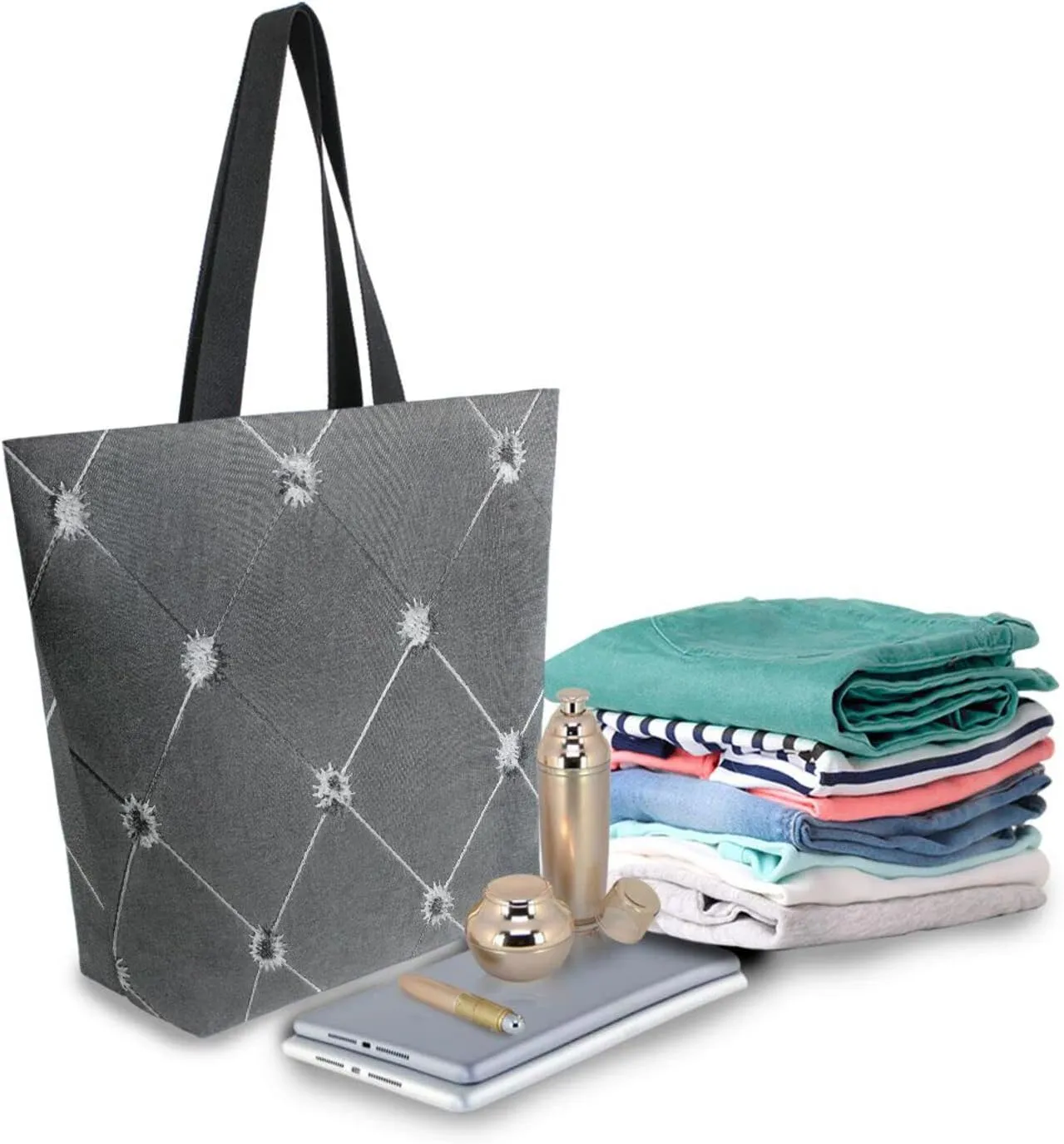 Oyihfvs Canvas Tote Grocery Bag, Women Large Shoulder Bag, Reusable Grocery Handbag